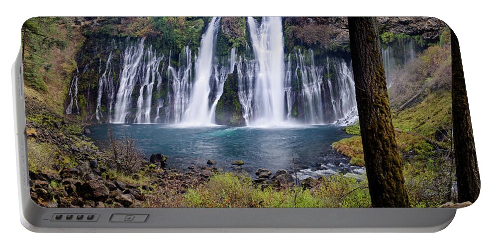 Waterfall Portable Battery Charger featuring the photograph MacArthur-Burney Falls Panorama by Greg Nyquist