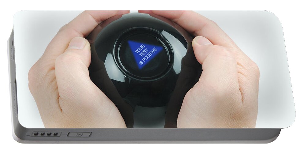 Magic Eight Ball Portable Battery Charger featuring the photograph Magic Eight Ball, Your Test Is Positive by Photo Researchers, Inc.