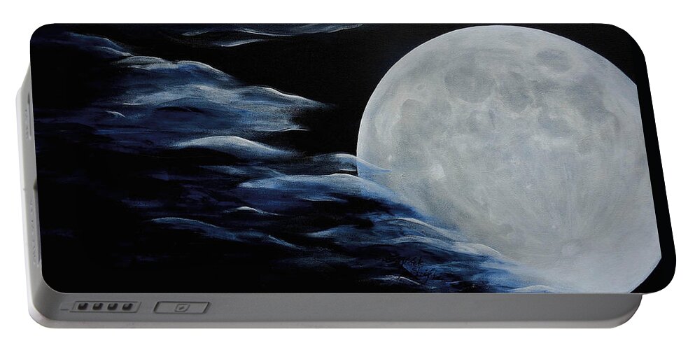 Moon Portable Battery Charger featuring the painting Magica Luna by Michele Sleight