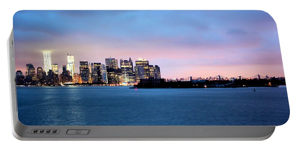 Panoramic Portable Battery Charger featuring the photograph Manhattan Dawn by Kristin Elmquist