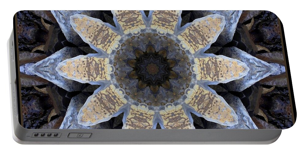 Abstract Portable Battery Charger featuring the photograph Marbled Mandala - Abstract Art by Carol Groenen