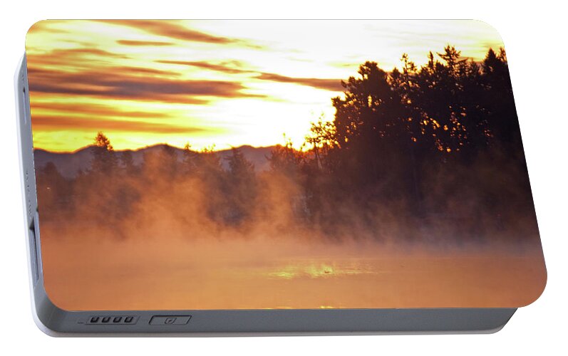 Sun Portable Battery Charger featuring the photograph Misty Sunrise by Tikvah's Hope