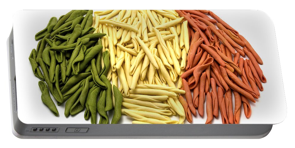 White Background Portable Battery Charger featuring the photograph Mixed pasta by Fabrizio Troiani