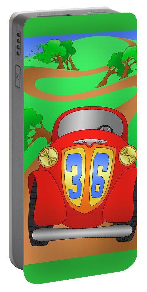 Racing Car Portable Battery Charger featuring the digital art Momemtum by Alison Stein