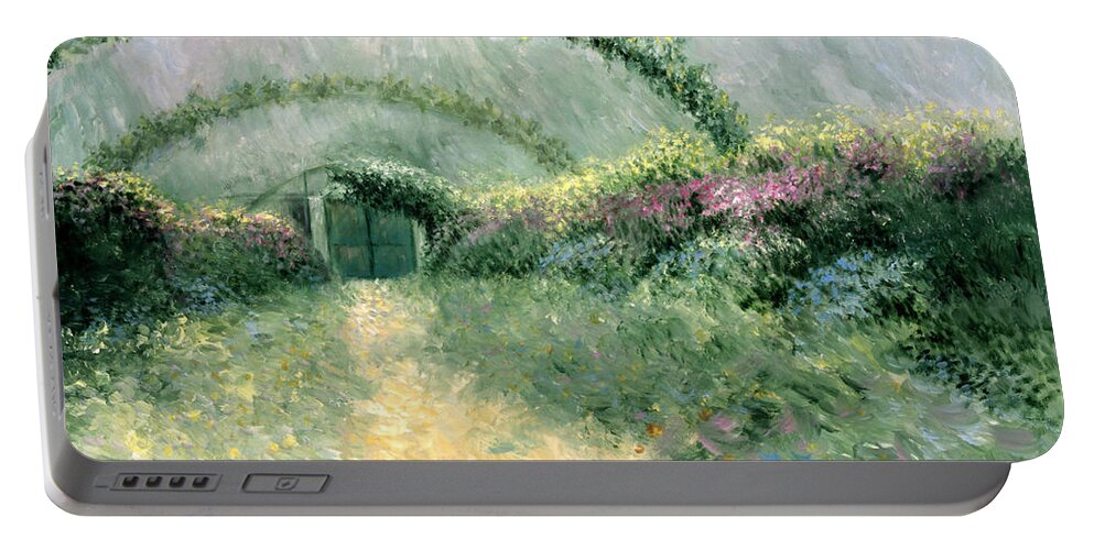 Monet's Portable Battery Charger featuring the painting Monet's Trellis III by Lynn Buettner