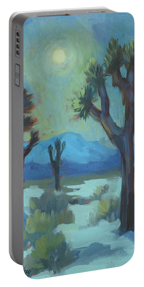 Moon Shadows Portable Battery Charger featuring the painting Moon Shadows at Joshua by Diane McClary