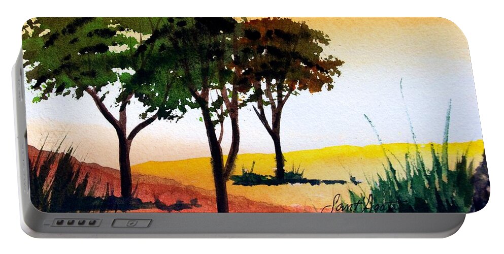 Trees Portable Battery Charger featuring the painting Morning Light by Frank SantAgata