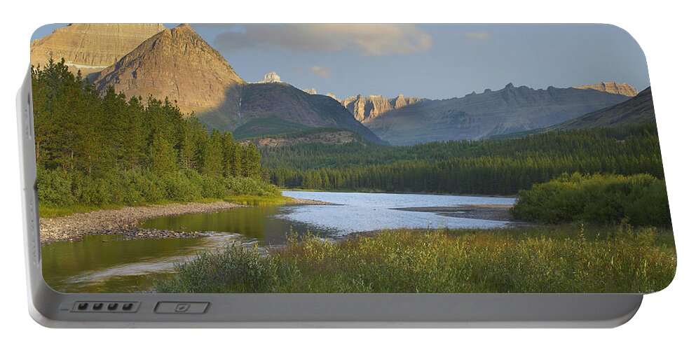 00176100 Portable Battery Charger featuring the photograph Mount Wilbur At Fishercap Lake Glacier by Tim Fitzharris