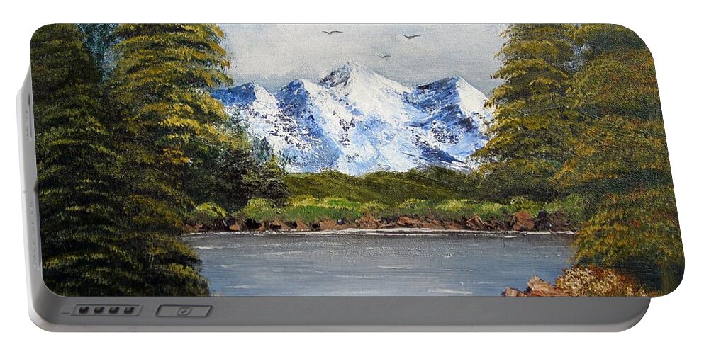 Painting Portable Battery Charger featuring the painting Mountain Air by Kathy Sheeran