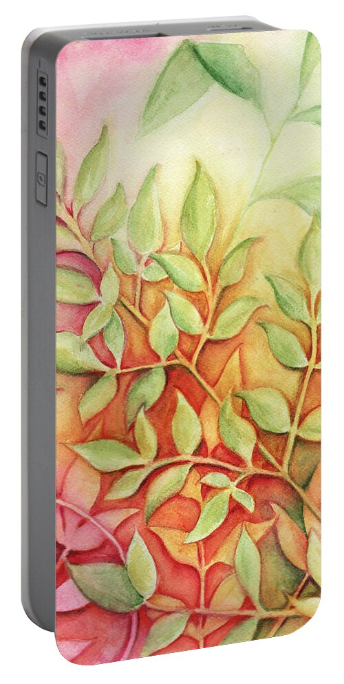 Leaves Portable Battery Charger featuring the painting Nandina Leaves by Carla Parris