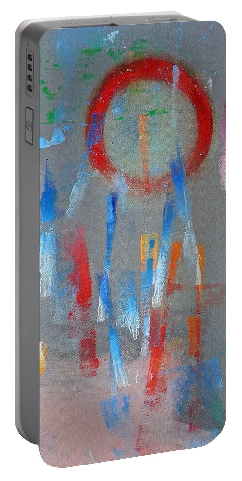 Native Portable Battery Charger featuring the painting Native American Abstract by Charles Stuart