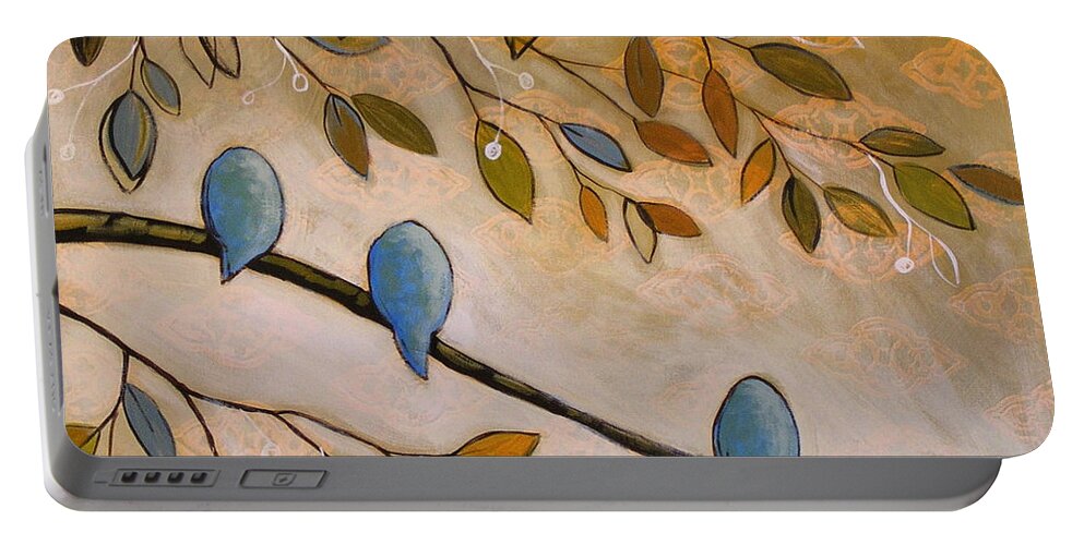 Birds Portable Battery Charger featuring the painting Nature Birds Painting...Peaceful Garden by Amy Giacomelli