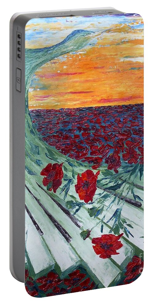 Nature Portable Battery Charger featuring the painting Nature Symphony by Amalia Suruceanu
