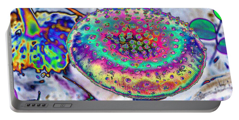 Neon Portable Battery Charger featuring the photograph Neon Mushroom by Michael Merry