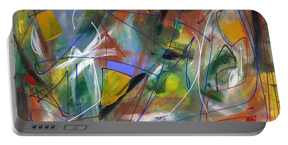 Abstract Portable Battery Charger featuring the painting Night Songs by Lynne Taetzsch