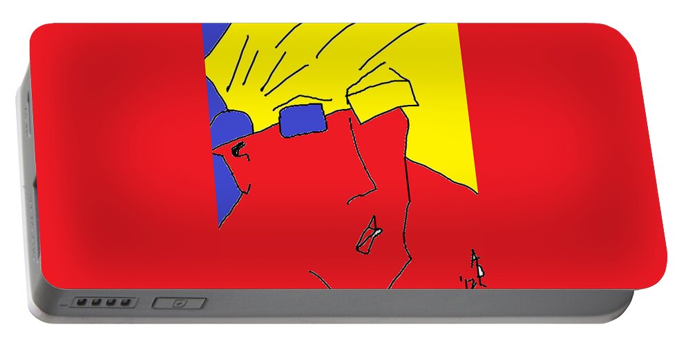 Pop Art Portable Battery Charger featuring the painting Nik on Computer by Anita Dale Livaditis