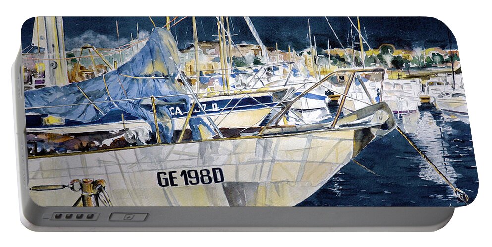 Sea Scape Portable Battery Charger featuring the painting Nora e Otium la sera by Giovanni Marco Sassu