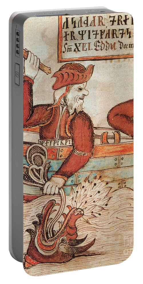 Norse Portable Battery Charger featuring the photograph Norse Mythology Thors Fishing Trip by Photo Researchers