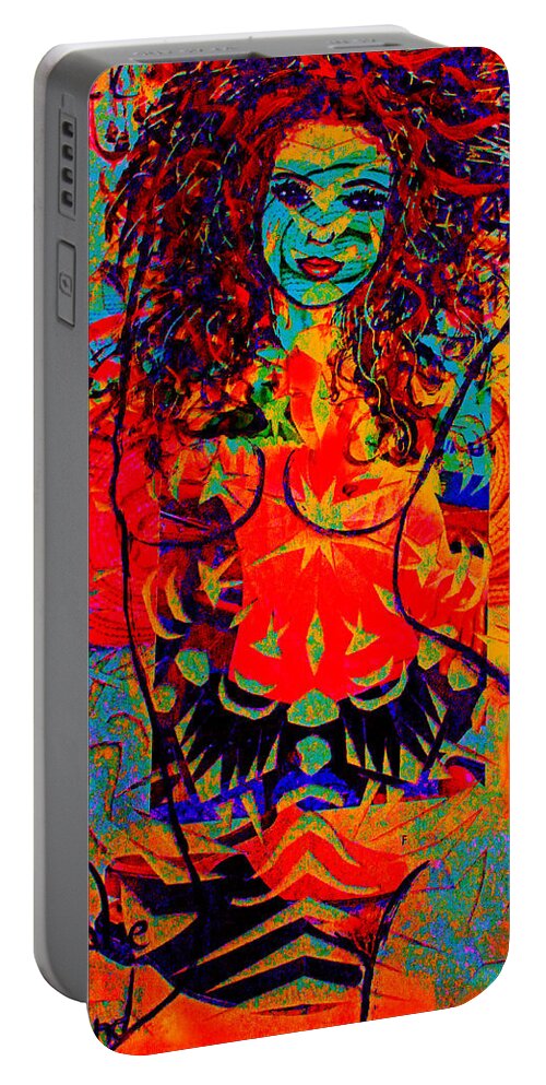 Nude Goddess Portable Battery Charger featuring the mixed media Nude Goddess by Natalie Holland