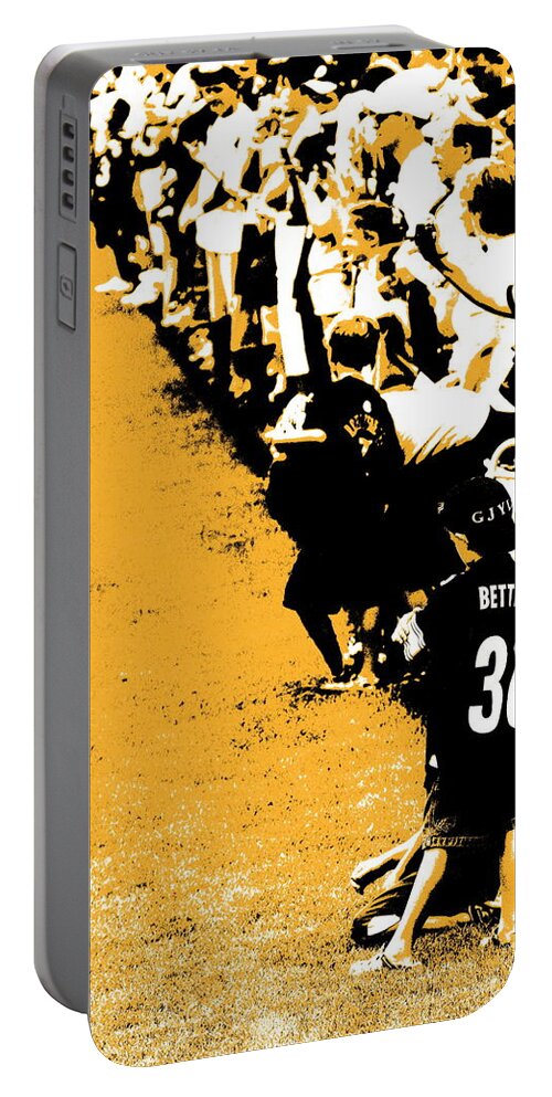 Pittsburgh Portable Battery Charger featuring the photograph Number 1 Bettis Fan - Black and Gold by Angela Rath