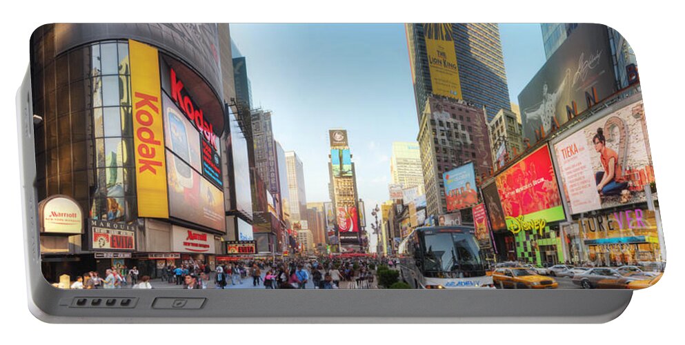 Art Portable Battery Charger featuring the photograph NYC Times Square by Yhun Suarez