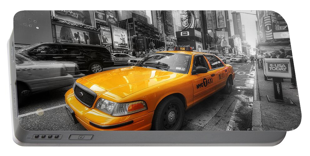 Art Portable Battery Charger featuring the photograph NYC Yellow Cab by Yhun Suarez