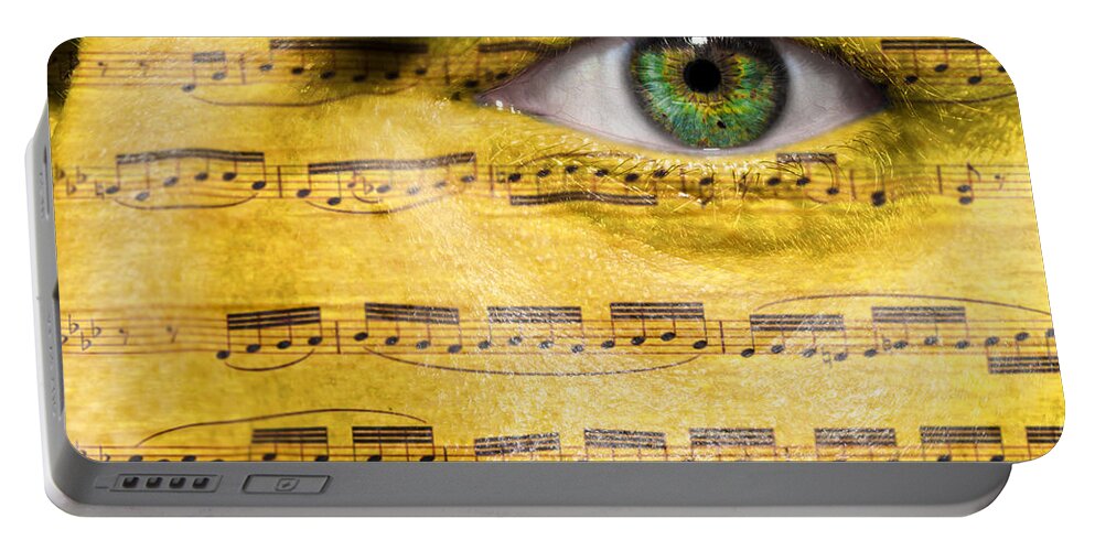 Abstract Portable Battery Charger featuring the photograph Obsessed with Music by Semmick Photo