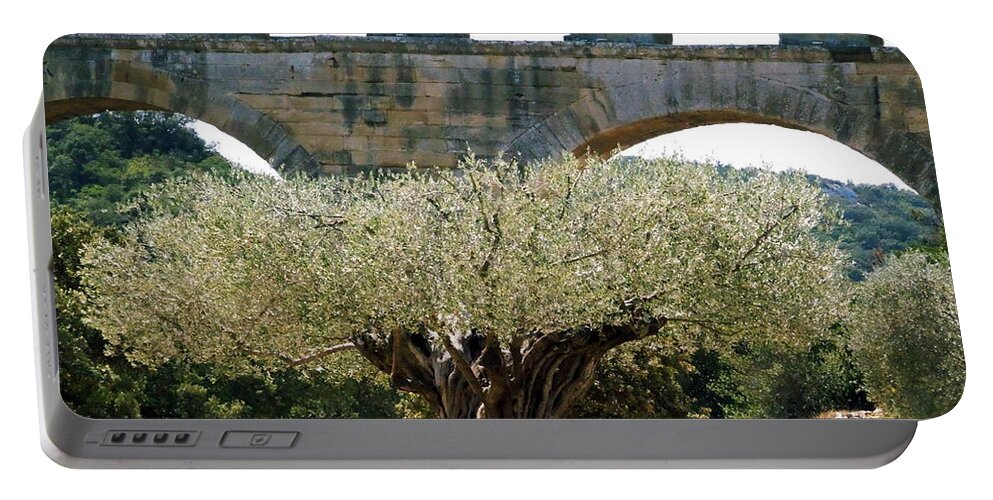 Colette Portable Battery Charger featuring the photograph Old Olive Tree under the Pond de Gard France by Colette V Hera Guggenheim