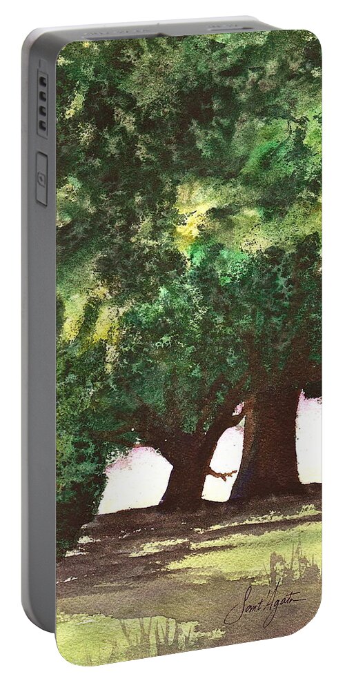Trees Portable Battery Charger featuring the painting Old Shade by Frank SantAgata