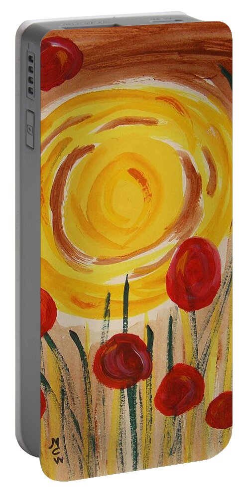 Sun Portable Battery Charger featuring the painting On a Sunny Island by Mary Carol Williams
