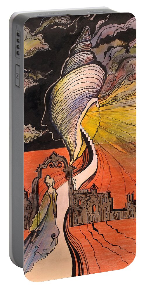 Fantasy Portable Battery Charger featuring the painting On the way to my Subconsciousness by Valentina Plishchina