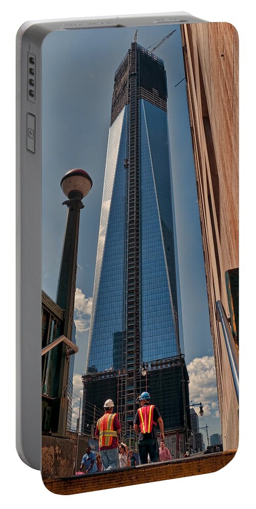 World Trade Portable Battery Charger featuring the photograph One WTC First Look by S Paul Sahm