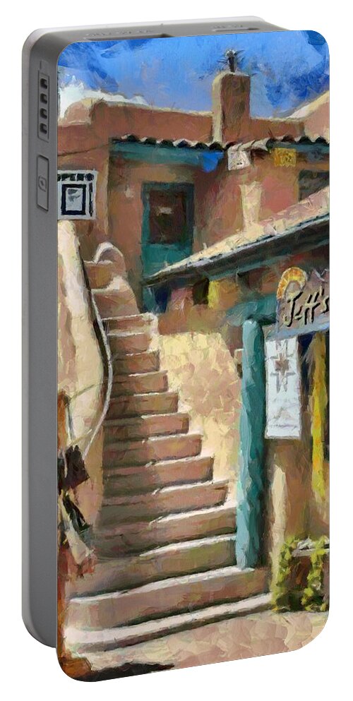 Jeff's Art Shop Portable Battery Charger featuring the painting Open for Business by Jeffrey Kolker