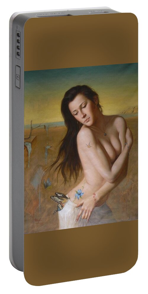 Original Portable Battery Charger featuring the painting Original Oil Painting -threads Of Time #16-2-5-16 by Hongtao Huang