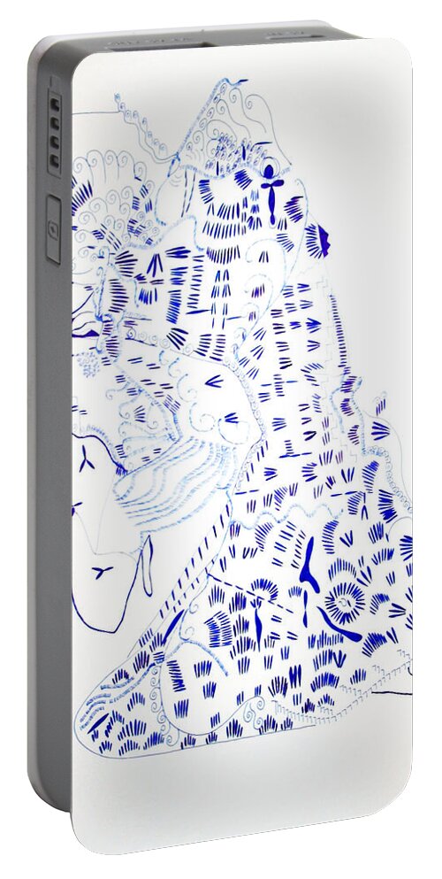 Jesus Portable Battery Charger featuring the drawing Our Lady of Africa by Gloria Ssali