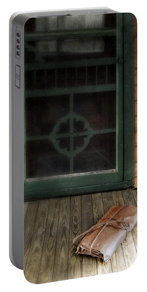 Package Portable Battery Charger featuring the photograph Package on Front Porch by Jill Battaglia