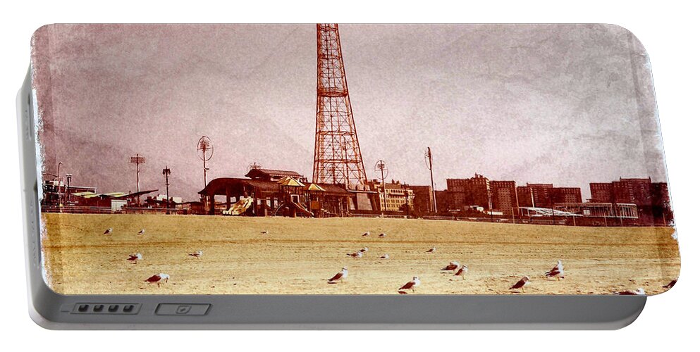 Parachute Jump Portable Battery Charger featuring the photograph Parachute Jump With Seagulls by Frank Winters