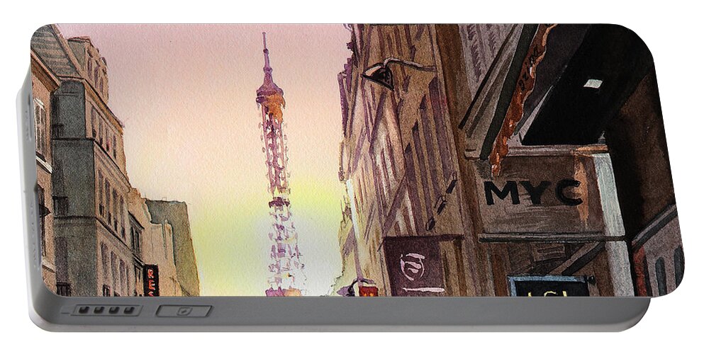 Paris Portable Battery Charger featuring the painting Paris Eiffel Tower by Irina Sztukowski