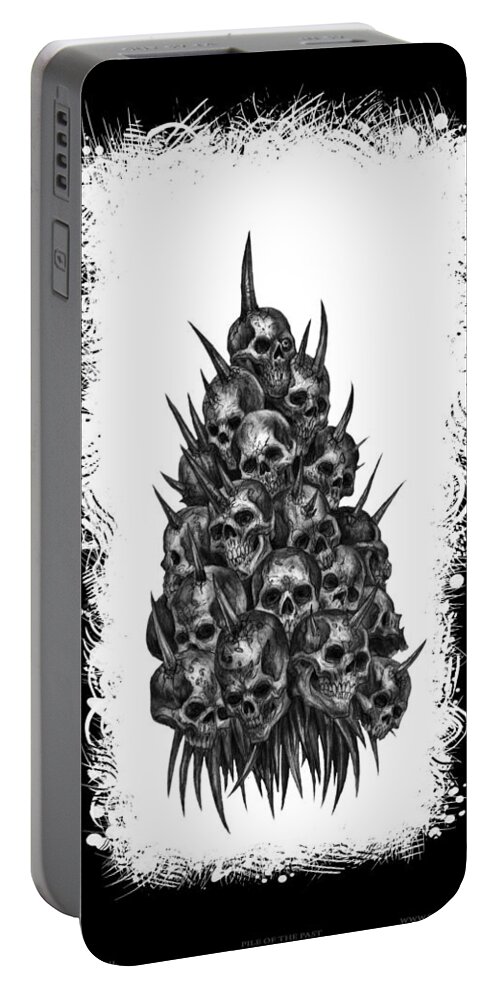 Sketch The Soul Portable Battery Charger featuring the mixed media Pile of Skulls by Tony Koehl