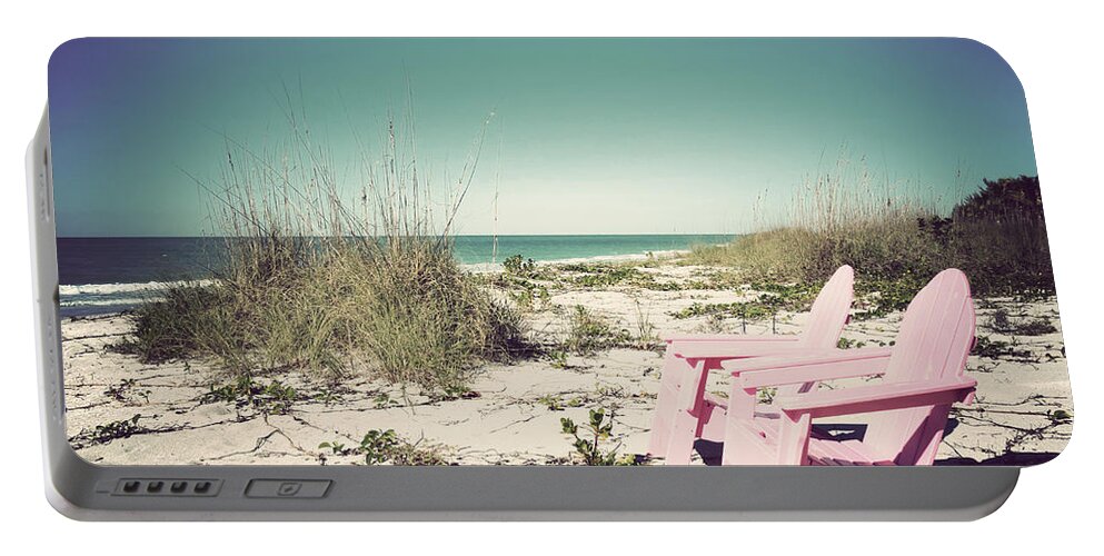 Florida Portable Battery Charger featuring the photograph Pink Paradise II-Vintage by Chris Andruskiewicz