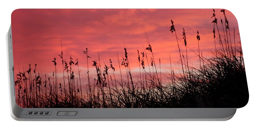 Pink Portable Battery Charger featuring the photograph Pink skys above the dunes by Kim Galluzzo Wozniak