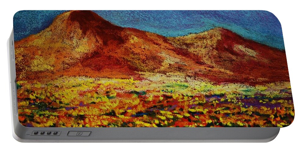 Trans Mountain Portable Battery Charger featuring the painting Poppies by Melinda Etzold