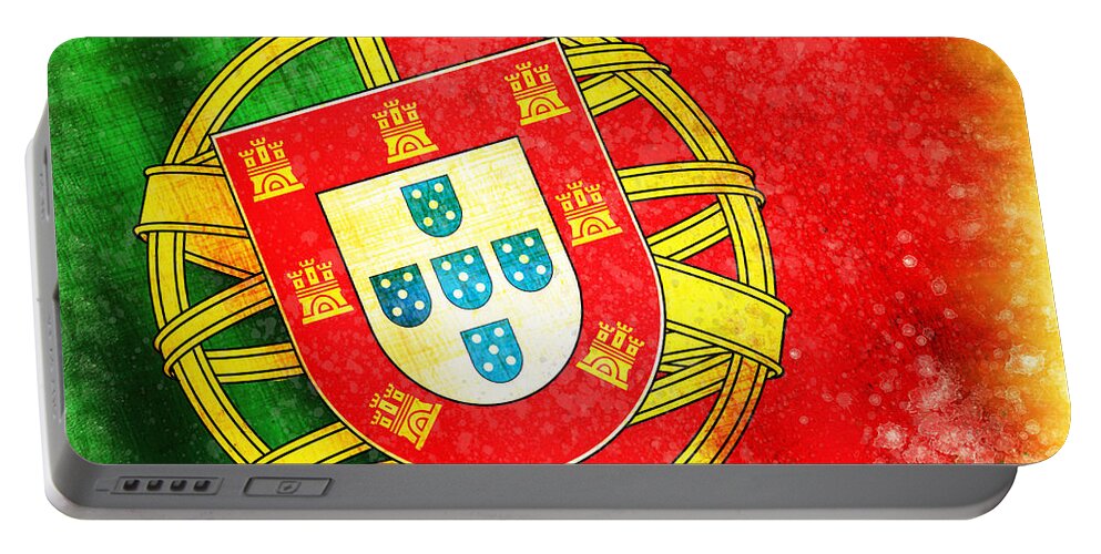 Chalk Portable Battery Charger featuring the painting Portugal Flag by Setsiri Silapasuwanchai