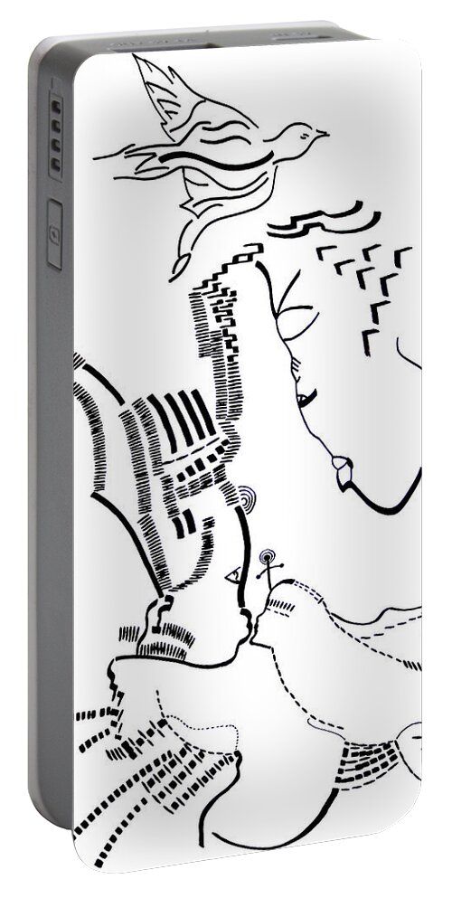 Jesus Portable Battery Charger featuring the drawing Presentation of Jesus in the Temple by Gloria Ssali
