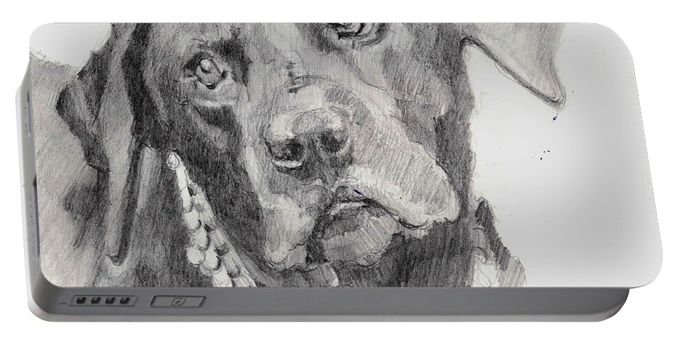 Graphite Portable Battery Charger featuring the drawing Pure Love by Sheila Wedegis