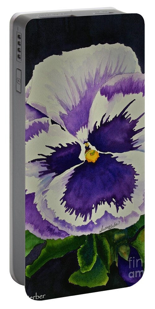 Pansy Portable Battery Charger featuring the painting Purple Pansy by Susan Herber