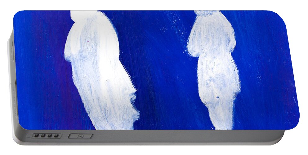 Art Portable Battery Charger featuring the painting Rain Walkers by Simon Bratt