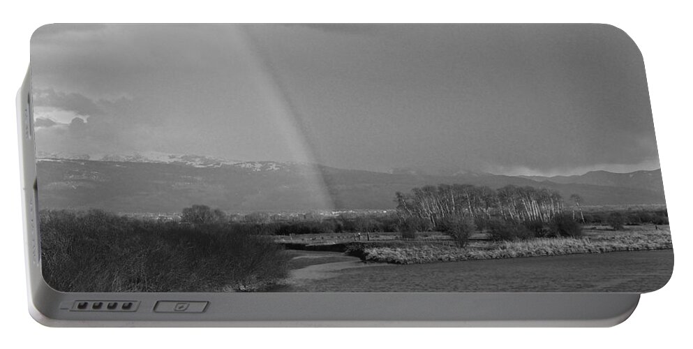 Weather Portable Battery Charger featuring the photograph Rainbow in Black and White by Eric Tressler