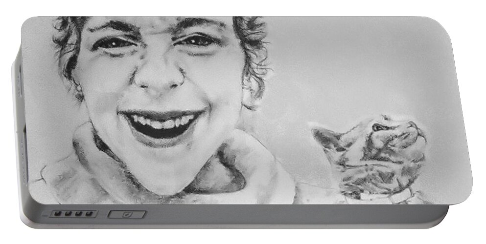 Portrait Portable Battery Charger featuring the drawing Randolph And Marmalade by Rory Siegel