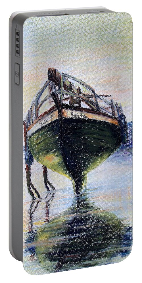 Boat Portable Battery Charger featuring the drawing Ready To Slip by Barbara Pommerenke
